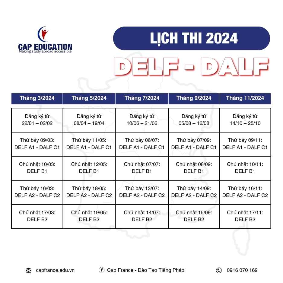 Lịch Thi DELF - DALF Năm 2024