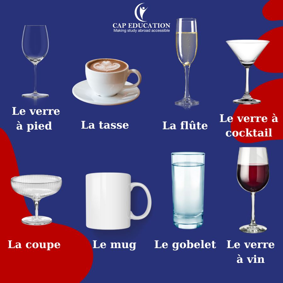 Các Loại Ly Cốc Trong Tiếng Pháp