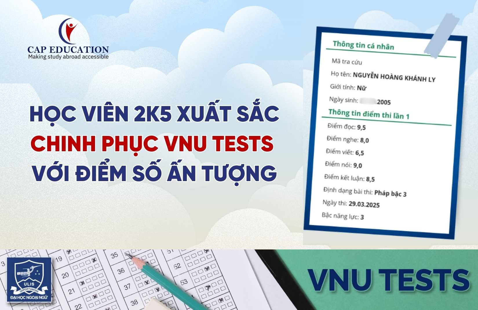 Học Viên 2k5 Xuất Sắc Chinh Phục VNU Tests Với Điểm Số Ấn Tượng