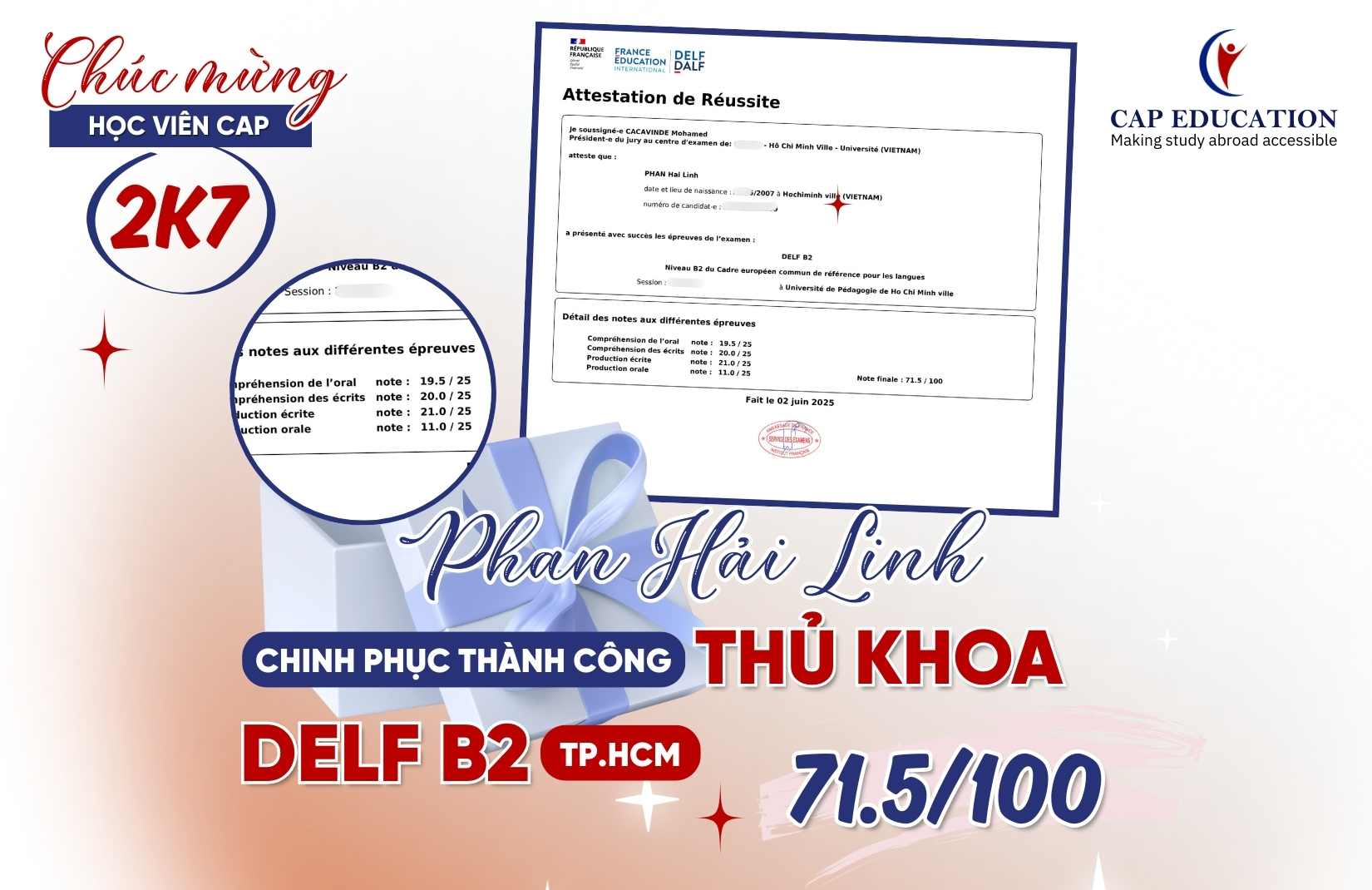 Học Viên 2k7 CAP Chinh Phục Ngôi Thủ Khoa DELF B2