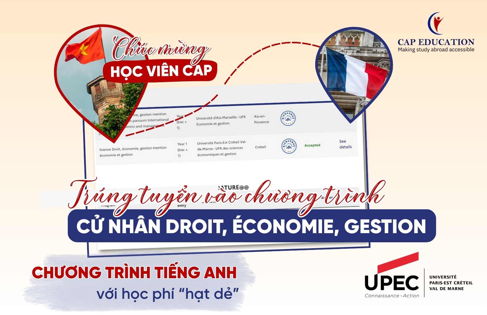 Học Viên CAP Trúng Tuyển Cử Nhân Kinh Tế Bằng Tiếng Anh Tại Đại Học Công Lập Paris-Est Créteil