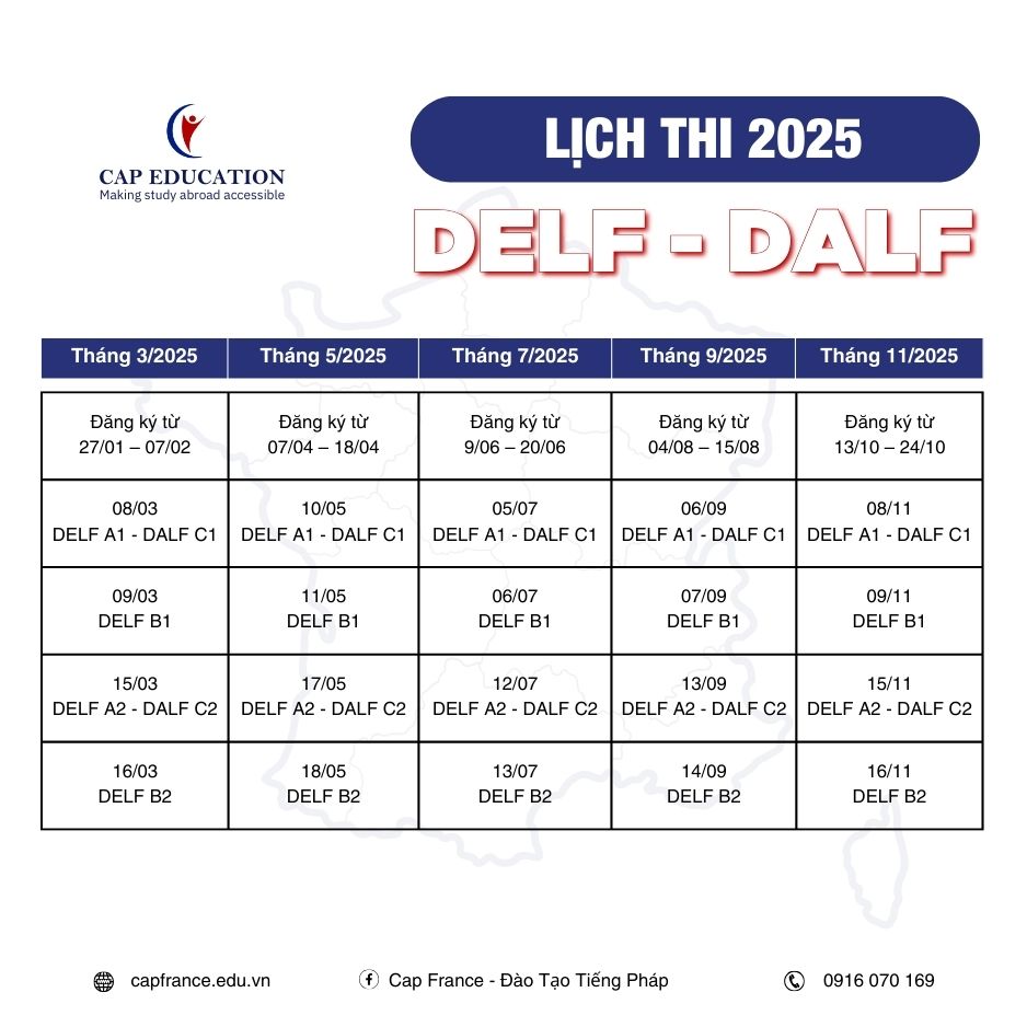 Lịch Thi DELF - DALF Năm 2025